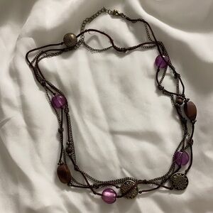 Long brown beaded necklace